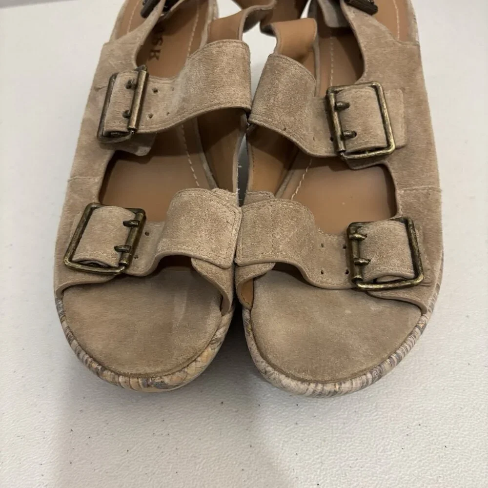 Trask Wedges Leather Upper Sandals Heeled Women 9.5 M Made In Brazil